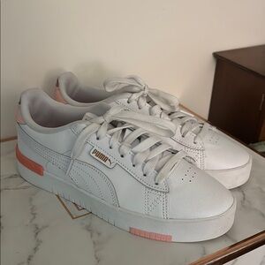 Puma White and Pink Sneakers Classic Court Style